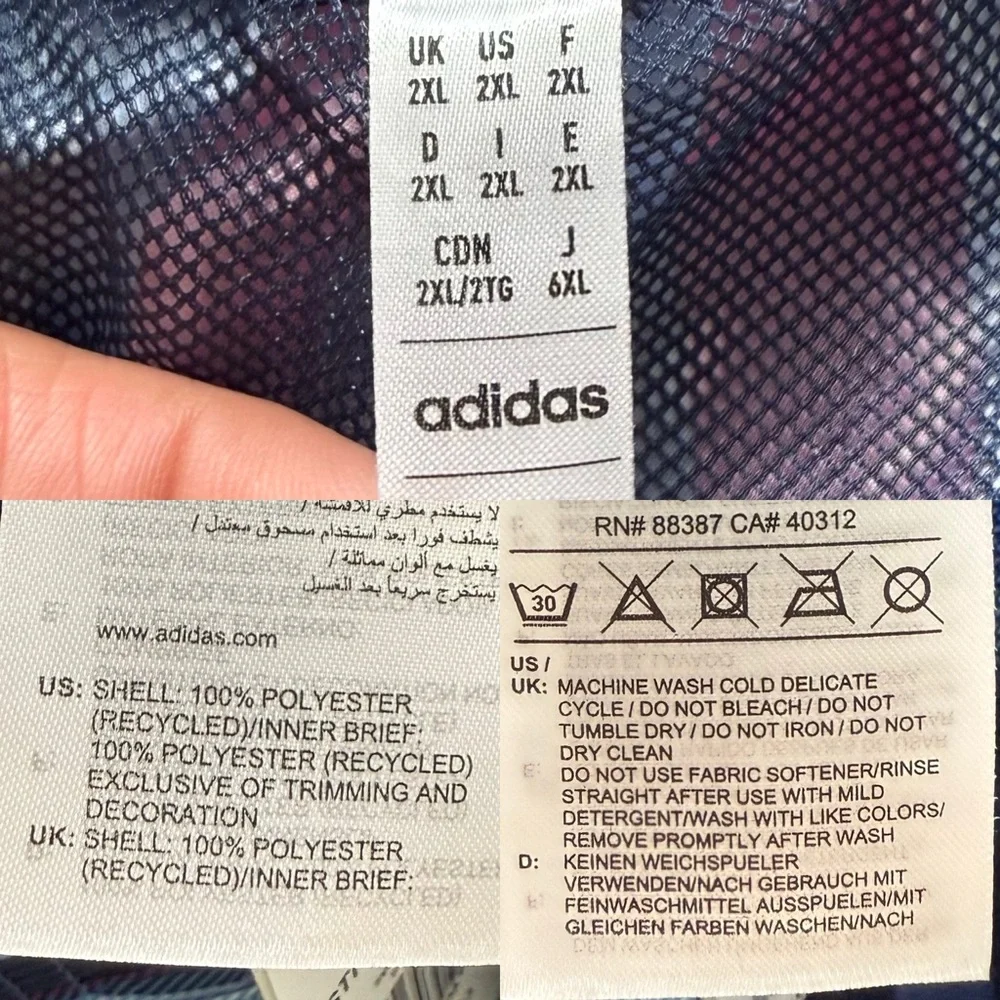 NWT Adidas Men’s Swim Trunks Shorts Blue Pink Stripe Mesh Lined Size 2XL - Picture 12 of 13